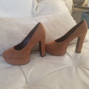 Chic Tan Studded Platform Heels